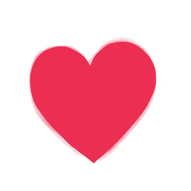 Ein einfaches rotes Herz mit weichen, leicht unscharfen Rändern steht in der Mitte eines weißen Hintergrunds und erinnert an Wärme und Zuneigung - ähnlich wie die treue Präsenz eines Hundes in Traumdeutung.