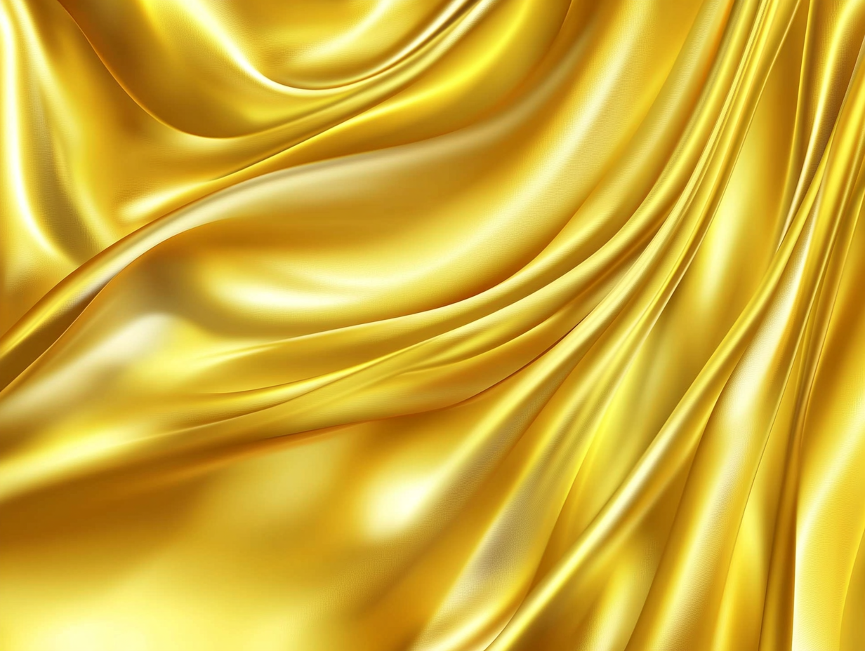Glatter, glänzender Satinstoff mit weichen, fließenden Falten und sanften Glanzlichtern, die eine luxuriöse und elegante Textur schaffen.
