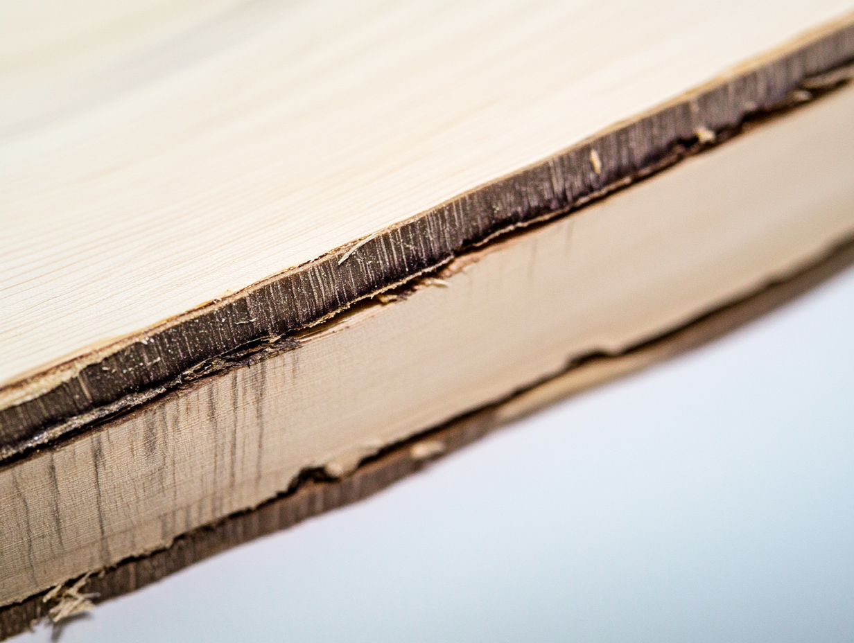 Nahaufnahme des Querschnitts von Furnier